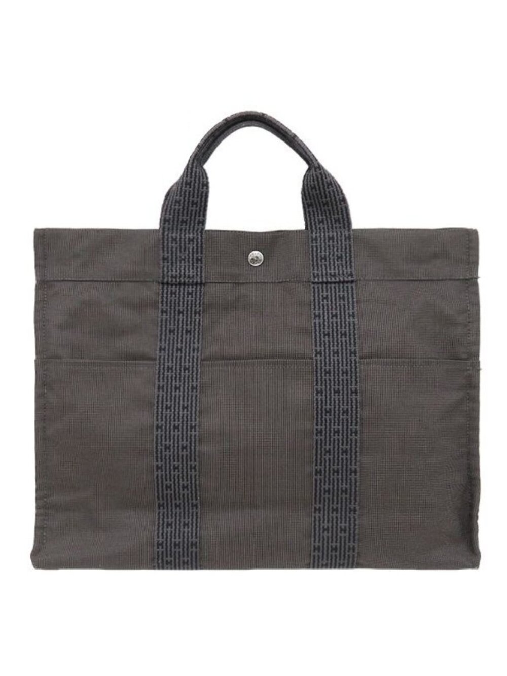 Hermes Tote Bag Herline MM Canvas Gray Silver Cadena Non Removable